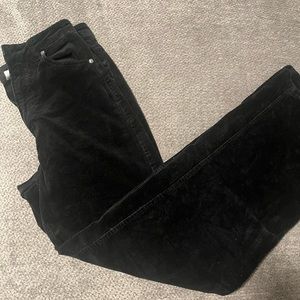 Black straight leg corduroy pants divided